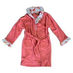 Girl's Pink Robe Bass Pro Sleepwear Swimwear Pajama w/ Belt Forest Animals 6